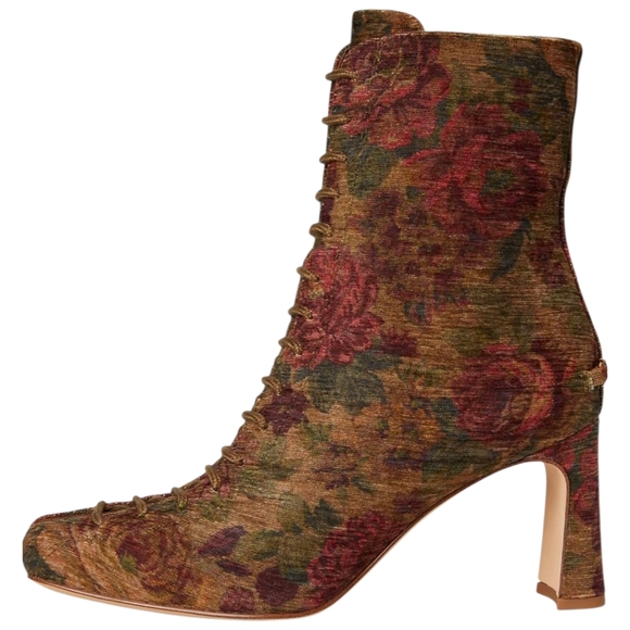 Circus NY by Sam Edelman Kendra Lace-Up Ankle Boot Golden Pear Brocade Multi 9M - Picture 3 of 6